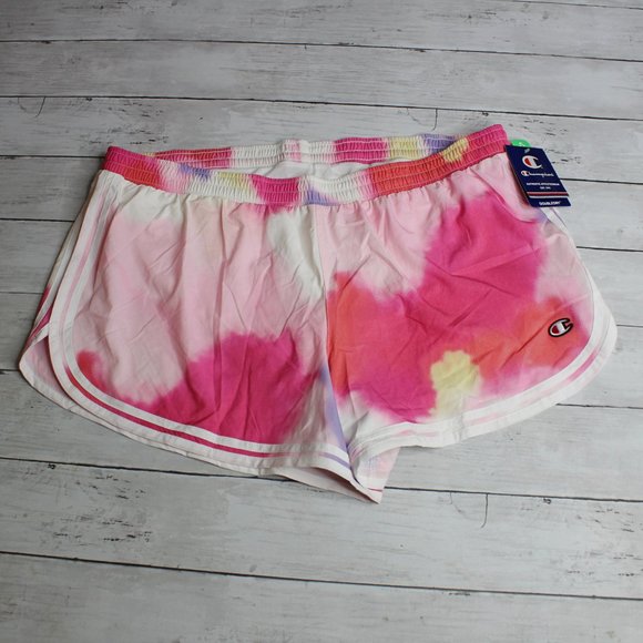 Champion Women's Silky Athletic Shorts Plus Size 2XL XXL Pink Tie Dye - Picture 3 of 6